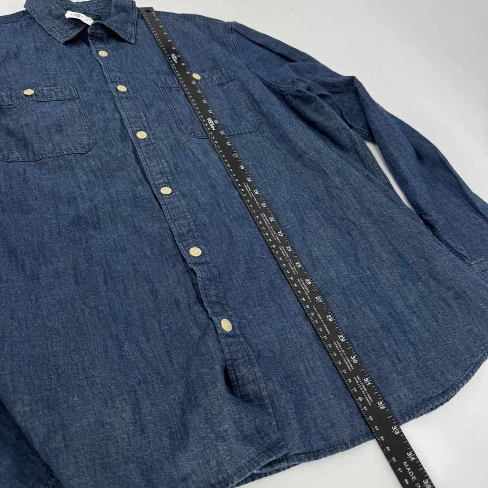 NEW Banana Republic Mens XXL Blue Denim Chambray Standard Fit Utility Shirt